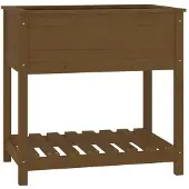 vidaXL Plantenbak met schap 82,5x54x81 cm grenenhout honingbruin