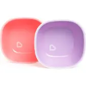 Munchkin kinderservies kommetjes - Splash Anti-Slip Kommetjes - Diepe Wanden - Vaatwasser- en Magnetronbestendig - Per 2 Stuks - Vanaf 6 Maanden - Paars/Roze