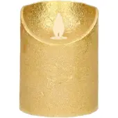 Anna's Collection - Batterijverlichting kaars wax rustiek met bewegende vlam goud 10 cm