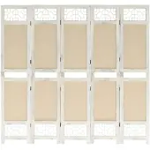 vidaXL Kamerscherm met 5 panelen 175x165 cm stof crèmekleurig