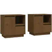 vidaXL Nachtkastjes 2 st 50x34x50 cm massief grenenhout honingbruin