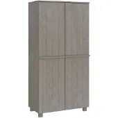 vidaXL Kledingkast HAMAR 89x50x180 cm massief grenenhout lichtgrijs