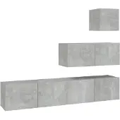 vidaXL 4-delige Tv-meubelset bewerkt hout betongrijs