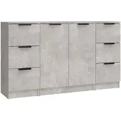 vidaXL Dressoirs 3 st bewerkt hout betongrijs