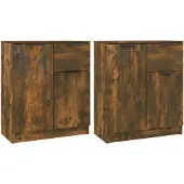 vidaXL Dressoirs 2 st 60x30x70 cm bewerkt hout gerookt eikenkleurig