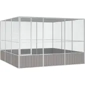 vidaXL Vogelkooi 302,5x324,5x211,5 cm gegalvaniseerd staal grijs