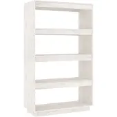 vidaXL Boekenkast/kamerscherm 80x35x135 cm massief grenenhout wit