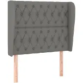 vidaXL Hoofdbord met randen 93x23x118/128 cm stof donkergrijs
