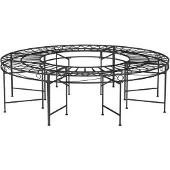 vidaXL Bank van hout, rond, Ø 160 cm, zwart, staal