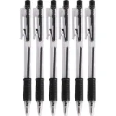 Urban Living Balpennen - 24x stuks - zwart - softgrip - kliksysteem