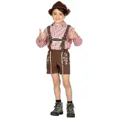 Coppens Tirolerblouse bordeau ruit kinderen - Polyester - Oktoberfest | Maat 128