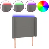 vidaXL Hoofdbord LED 103x16x118/128 cm stof donkergrijs