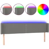vidaXL Hoofdbord LED 183x16x78/88 cm stof donkergrijs