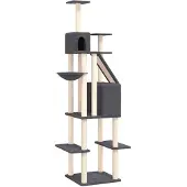 vidaXL Kattenmeubel met sisal krabpalen 201 cm donkergrijs