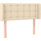 vidaXL Hoofdbord met randen 93x16x78/88 cm stof crèmekleurig