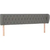 vidaXL Hoofdbord met randen 183x23x78/88 cm stof donkergrijs