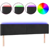 vidaXL Hoofdbord LED 163x16x78/88 cm fluweel zwart