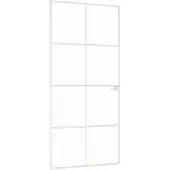 vidaXL Binnendeur 93x201,5 cm gehard glas en aluminium smal wit