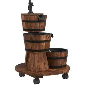 vidaXL Waterfontein met pomp en wieltjes 55x55x80 cm massief vurenhout