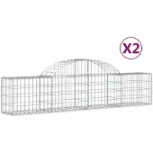 vidaXL Gabionen met hoge boog, 2 stuks, 200x30x40/60 cm, verzinkt staal