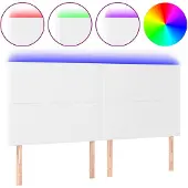 vidaXL Hoofdbord LED 200x5x118/128 cm kunstleer wit