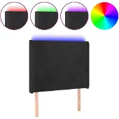 vidaXL Hoofdbord LED 93x16x118/128 cm fluweel zwart