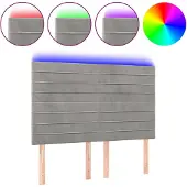 vidaXL Hoofdbord LED 144x5x118/128 cm fluweel lichtgrijs