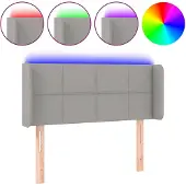 vidaXL Hoofdbord LED 103x16x78/88 cm stof lichtgrijs