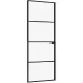 vidaXL Binnendeur 76x201,5 cm gehard glas en aluminium smal zwart