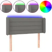 vidaXL Hoofdbord LED 93x16x78/88 cm stof donkergrijs