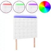 vidaXL Hoofdbord LED 90x5x118/128 cm kunstleer wit