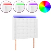 vidaXL Hoofdbord LED 103x16x118/128 cm kunstleer wit