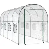 vidaXL Tuinkas 160x400x190 cm pvc en gepoedercoat staal transparant