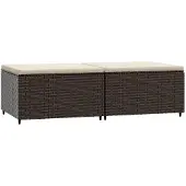 vidaXL Voetensteunen 2 st met kussens poly rattan bruin