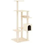 vidaXL Kattenmeubel met sisal krabpalen 142 cm crèmekleurig