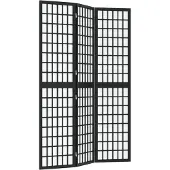 vidaXL Kamerscherm inklapbaar 3 panelen Japanse stijl 120x170 cm zwart