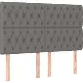 vidaXL Hoofdbord donkergrijs 144x7x118/128 cm stof
