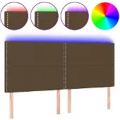 vidaXL Hoofdbord LED 200x5x118/128 cm stof donkerbruin