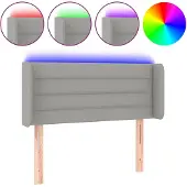 vidaXL Hoofdbord LED 83x16x78/88 cm stof lichtgrijs
