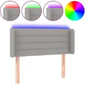 vidaXL Hoofdbord LED 103x16x78/88 cm stof lichtgrijs