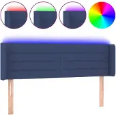 vidaXL Hoofdbord LED 147x16x78/88 cm stof blauw