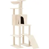vidaXL Kattenmeubel met sisal krabpalen 166 cm crèmekleurig