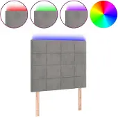 vidaXL Hoofdbord LED 90x5x118/128 cm fluweel lichtgrijs