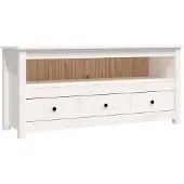 vidaXL TV-kast, wit, 114x35x52 cm, massief grenenhout