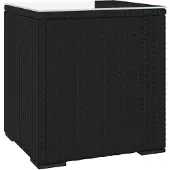 vidaXL Bijzettafel 40x37x40,5 cm poly rattan en gehard glas zwart