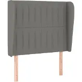 vidaXL Hoofdbord met randen 93x23x118/128 cm stof donkergrijs