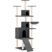 vidaXL Kattenmeubel met sisal krabpalen 175 cm donkergrijs