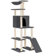 vidaXL Kattenmeubel met sisal krabpalen 166 cm donkergrijs