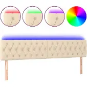 vidaXL Hoofdbord LED 180x7x78/88 cm stof crèmekleurig