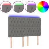 vidaXL Hoofdbord LED 144x7x118/128 cm stof donkergrijs